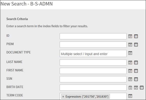 expression of search range in the index