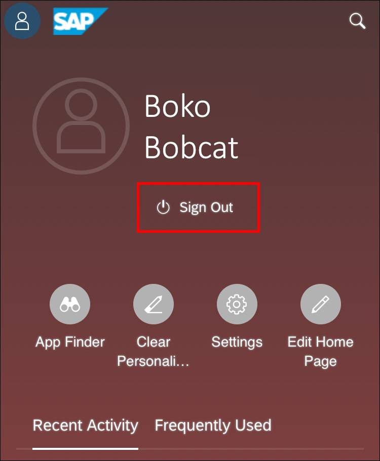 SAP mobile screenshot