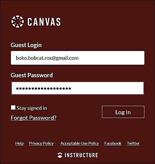 guest login screen