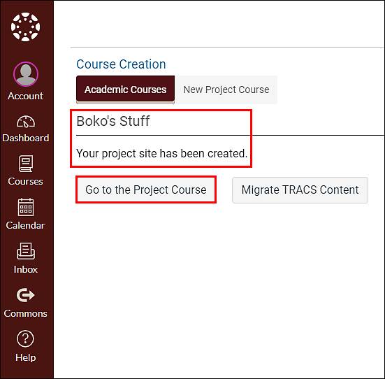 course creation screen