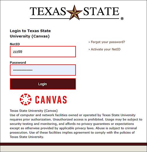 login page