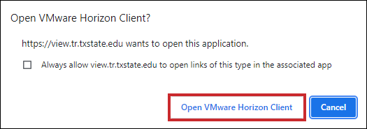 select VMWare Horizon Client