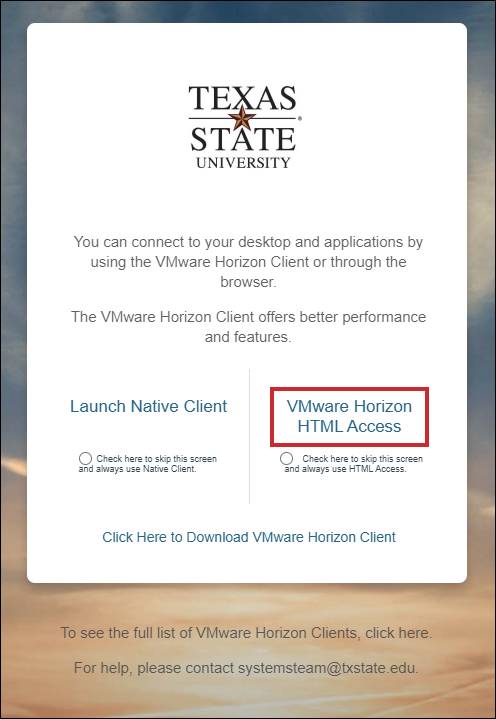 select vmware html access