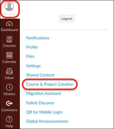 course and project creation