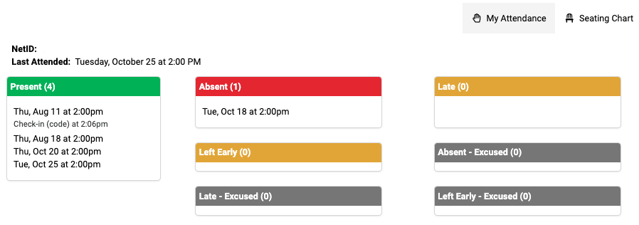 attendance tool student view