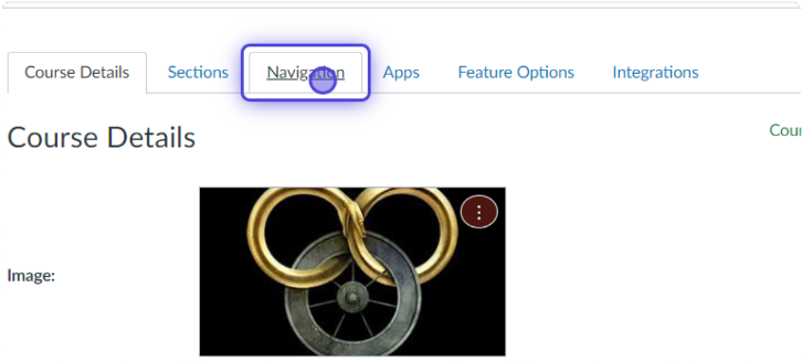 in the course Navigation prompt at the top