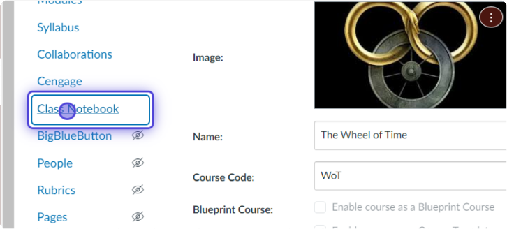 ON the navigation side, click class notebook