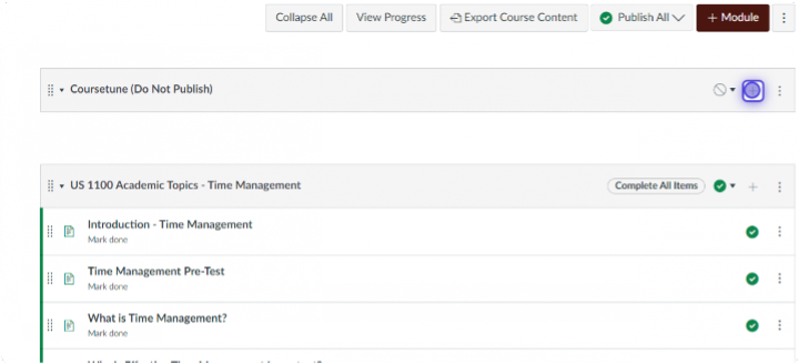 plus icon next the to Coursetune